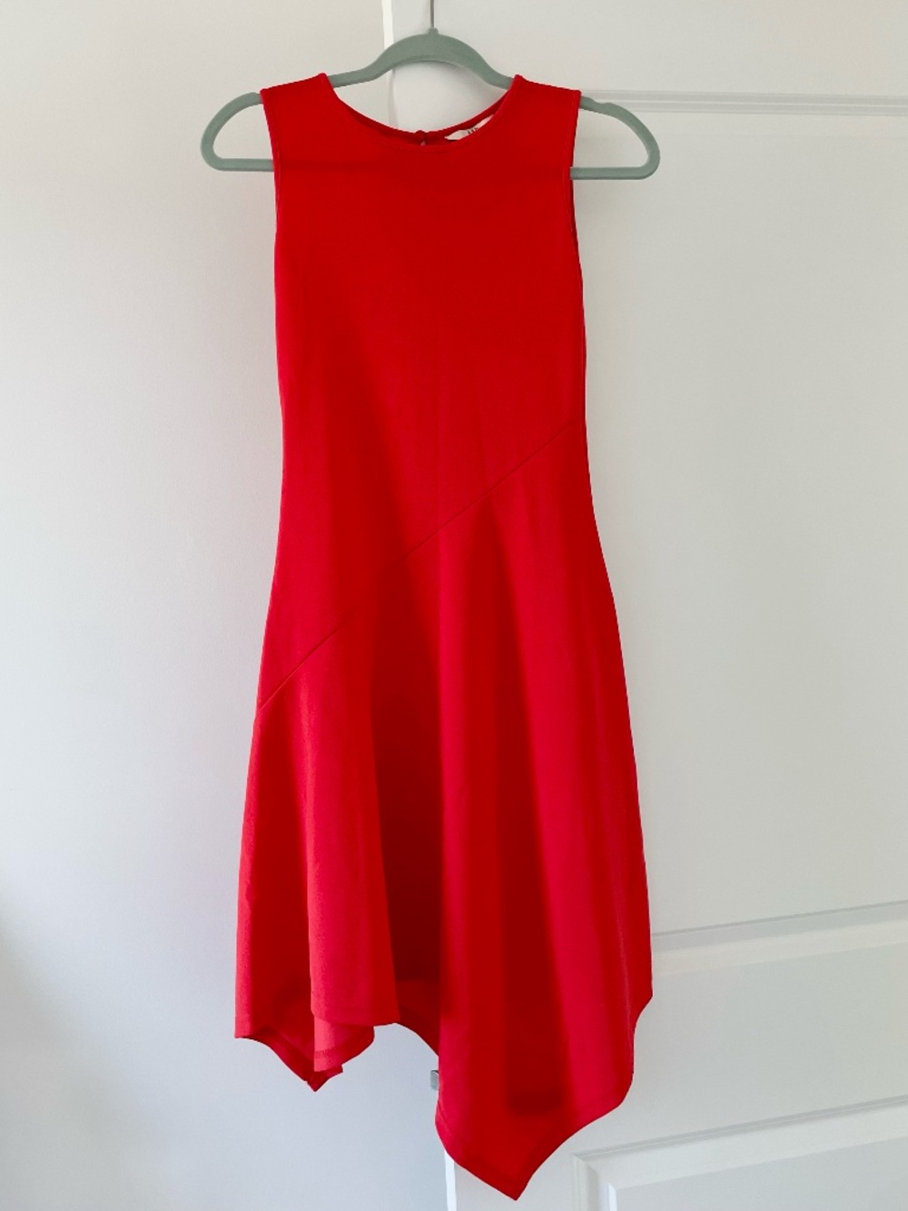 Y2K Assymmetrical Midi Dress in Bright Orange-Red